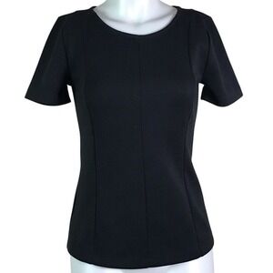 ANN TAYLOR BLACK PONTE KNIT SHORT SLEEVE‎ T-SHIRT